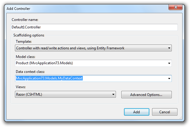 Screenshot of the Add Controller dialog box.