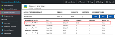 Screenshot of the 'Connect and copy' page indicating no errors are present.