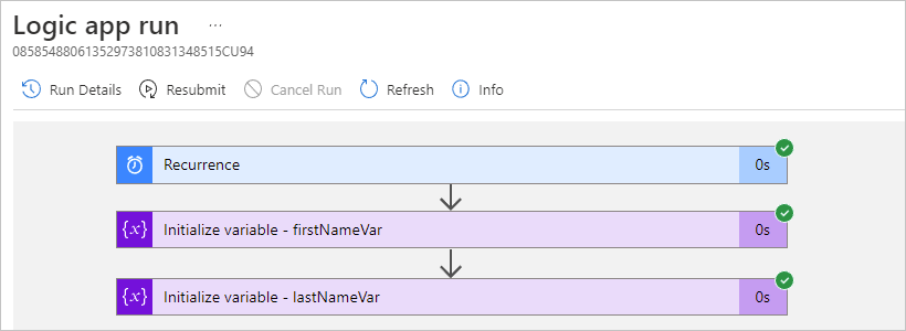 Screenshot shows each action in the selected workflow run.