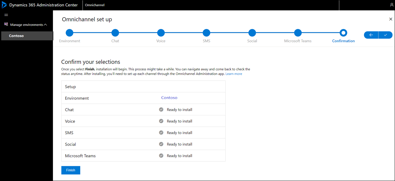 Summary tab on Manage Omnichannel instances page.