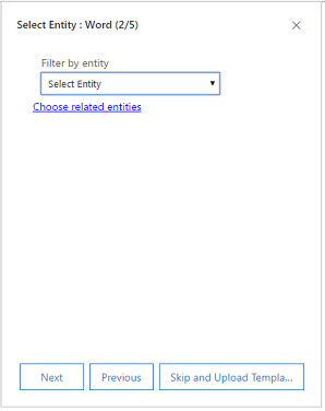 Select entity in the Create Template wizard