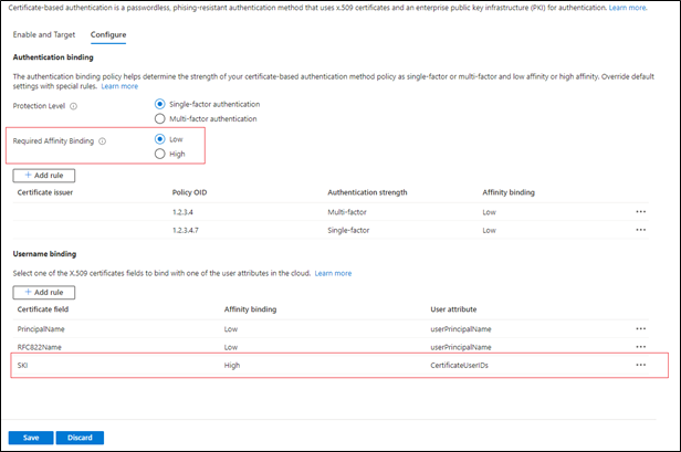 Screenshot of a completed affinity binding.