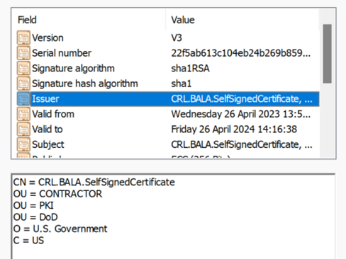 Screenshot of the Issuer value when used with multiple bindings.