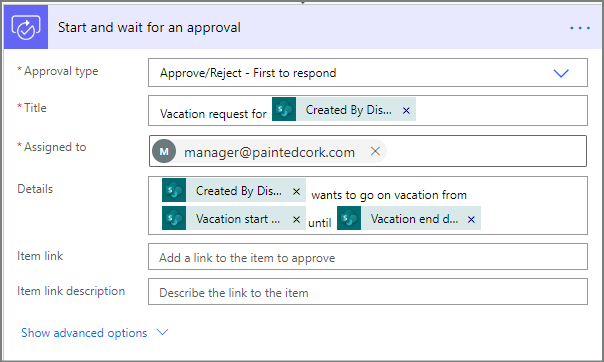 configure Start and wait for an approval.