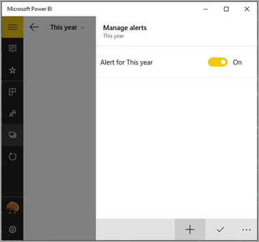 Screenshot of the Manage alerts, showing the plus sign to add an alert.