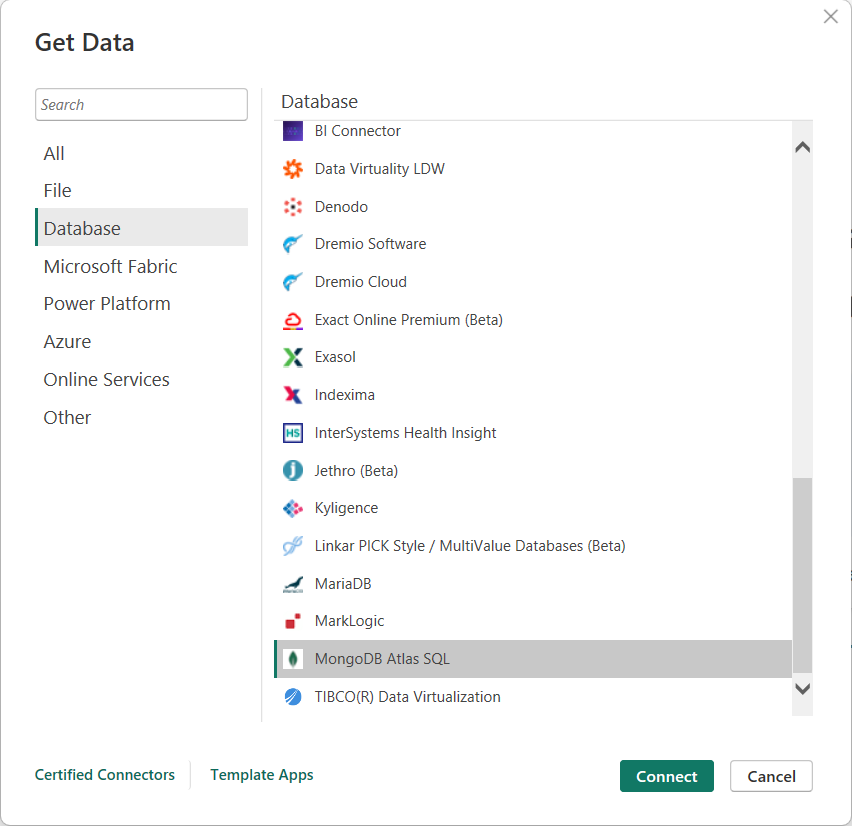 Get Data from MongoDB Atlas SQL