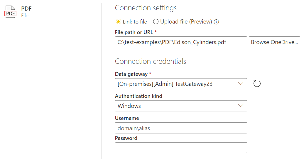 Connection information to access the PDF file.