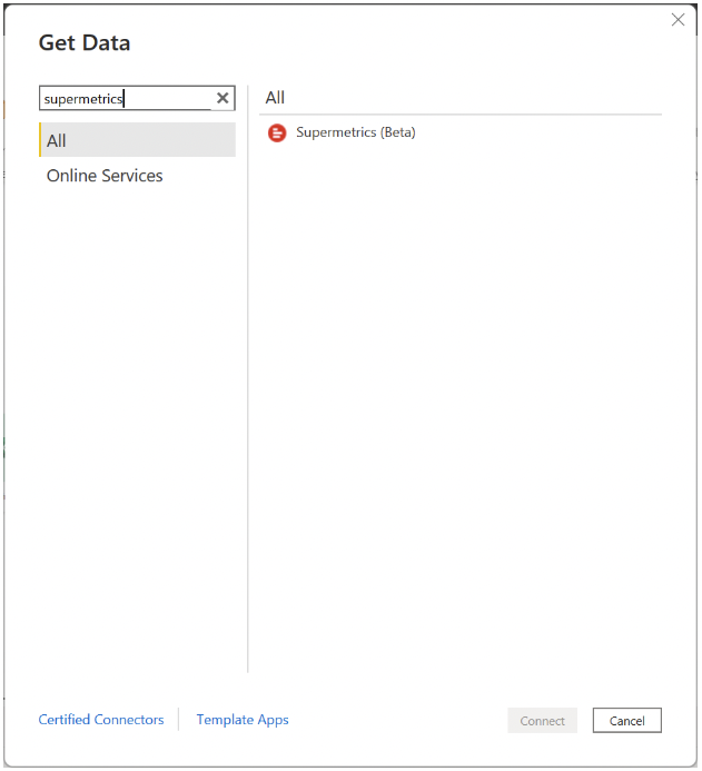 Select the connector from list.