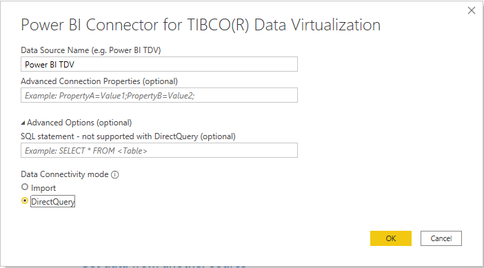 TDV connection builder in Power BI.