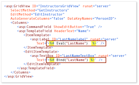 GridView using Eval and Bind