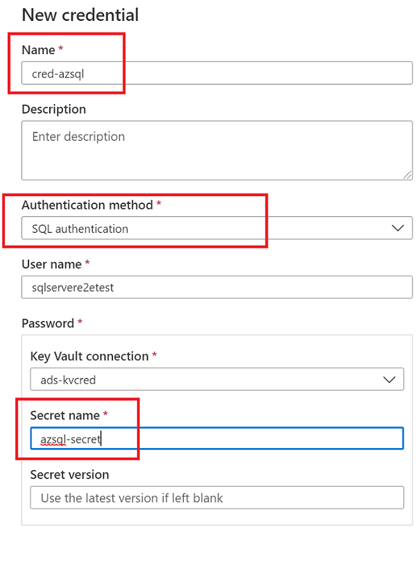 Screenshot that shows the key vault option to create a secret.