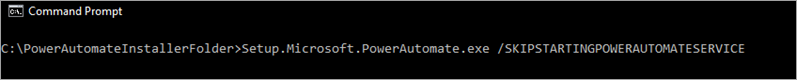 Screenshot that shows how to prevent the Power Automate service from starting automatically by using a command.