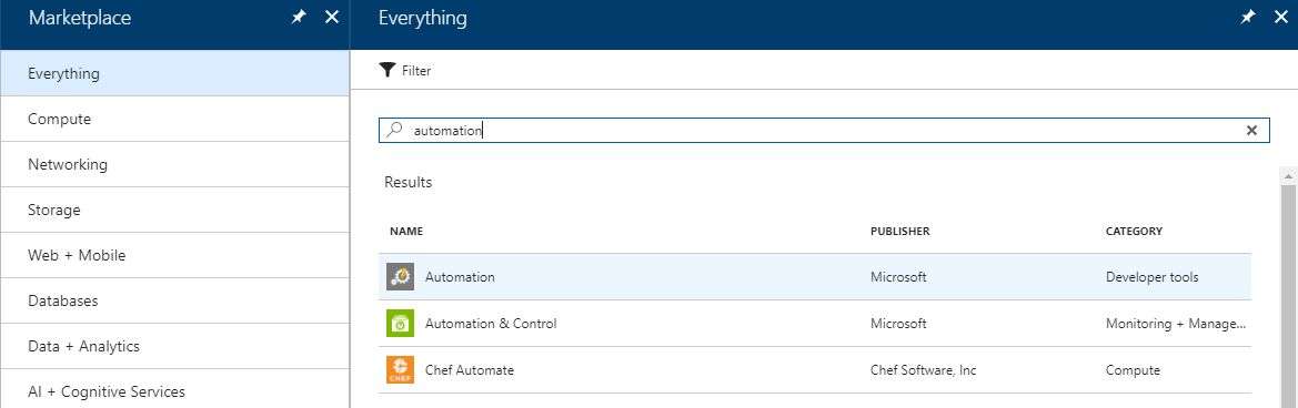 Добавление службы автоматизации Azure