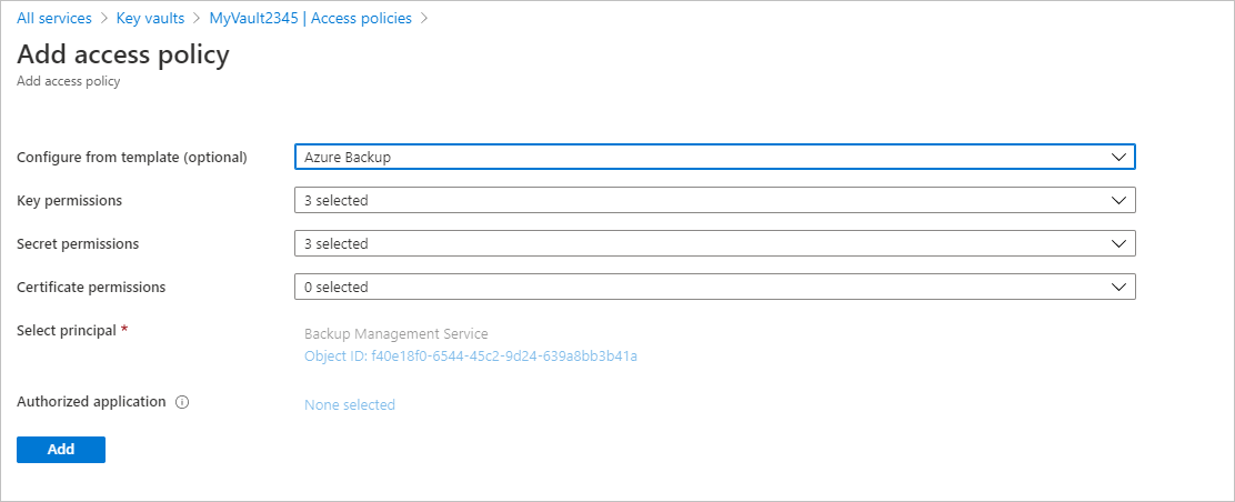               Выбор службы Azure Backup              