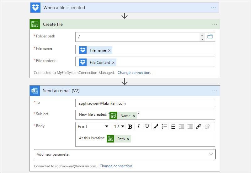 Screenshot showing Consumption workflow designer, managed connector 