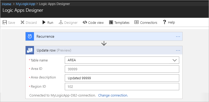 Screenshot that shows the Logic Apps Designer with the 