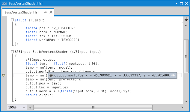 Значение "output.worldPos" оказывается допустимым