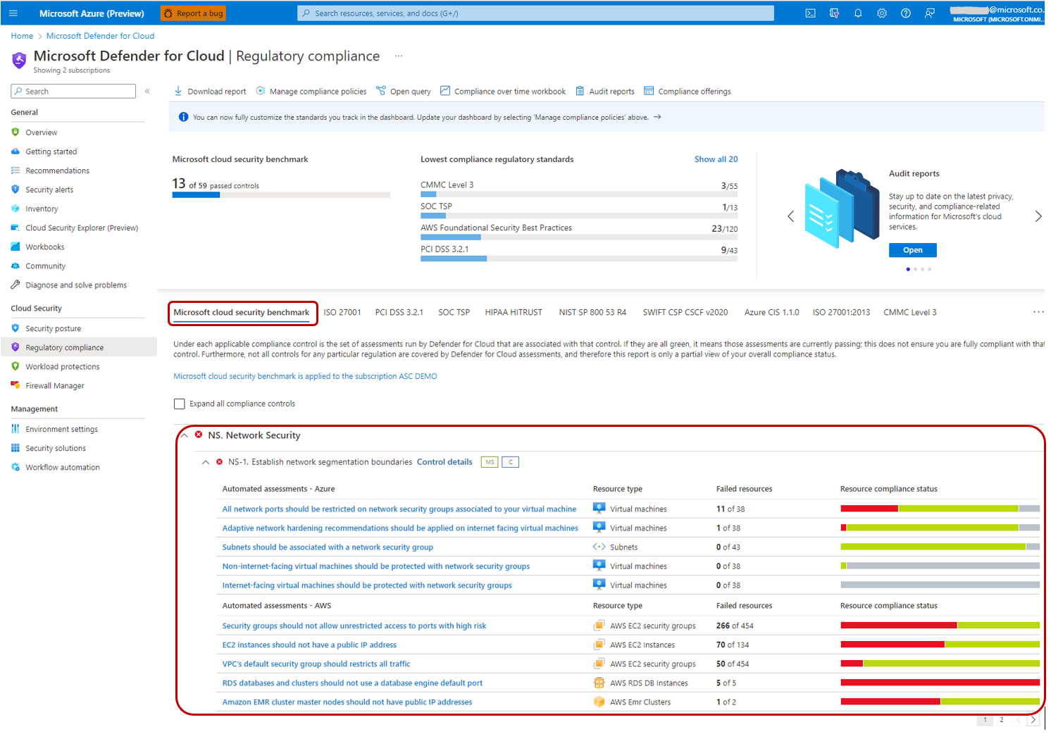 Снимок экрана: интеграция MSCB с Microsoft Defender for Cloud